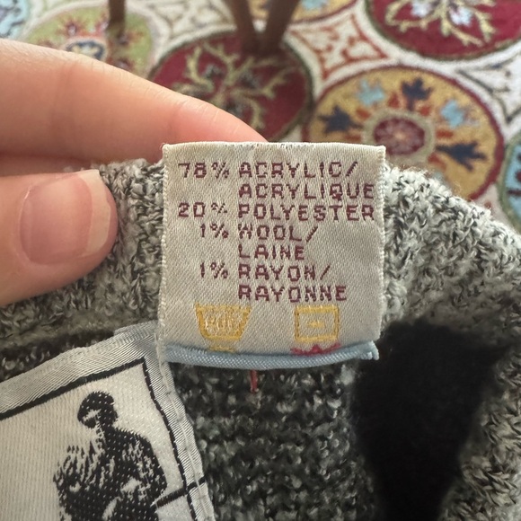 VINTAGE 80s/90s Nino Foriero geometric grey sweater - S - Picture 10 of 10